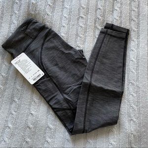 GREY LULULEMON “SPEED TIGHT V BRUSHED” LEGGINGS